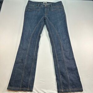 Antik Denim Mens 34 Dark Wash Straight Leg Jeans Embroidered Western Y2K Moto
